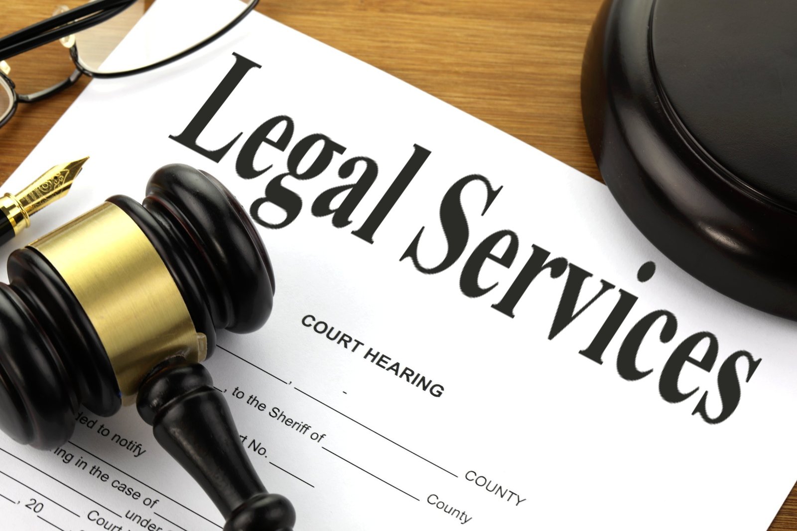 Legal services paperwork and court hearing documents