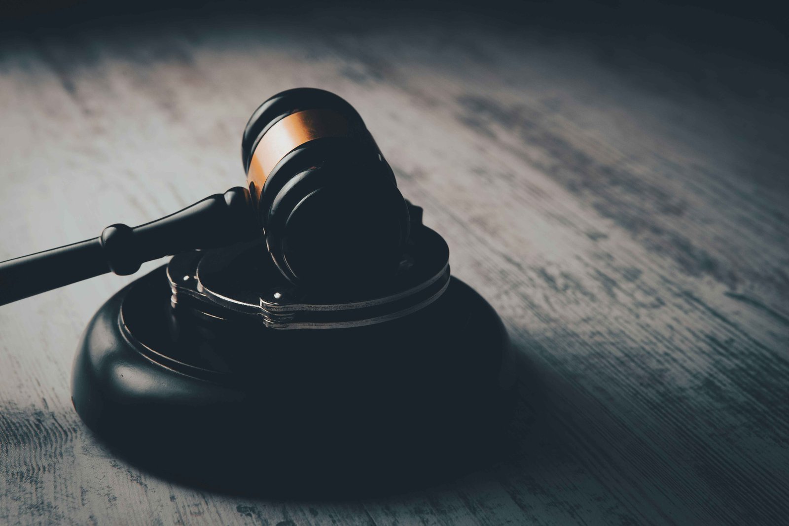 Gavel on a wooden desk
