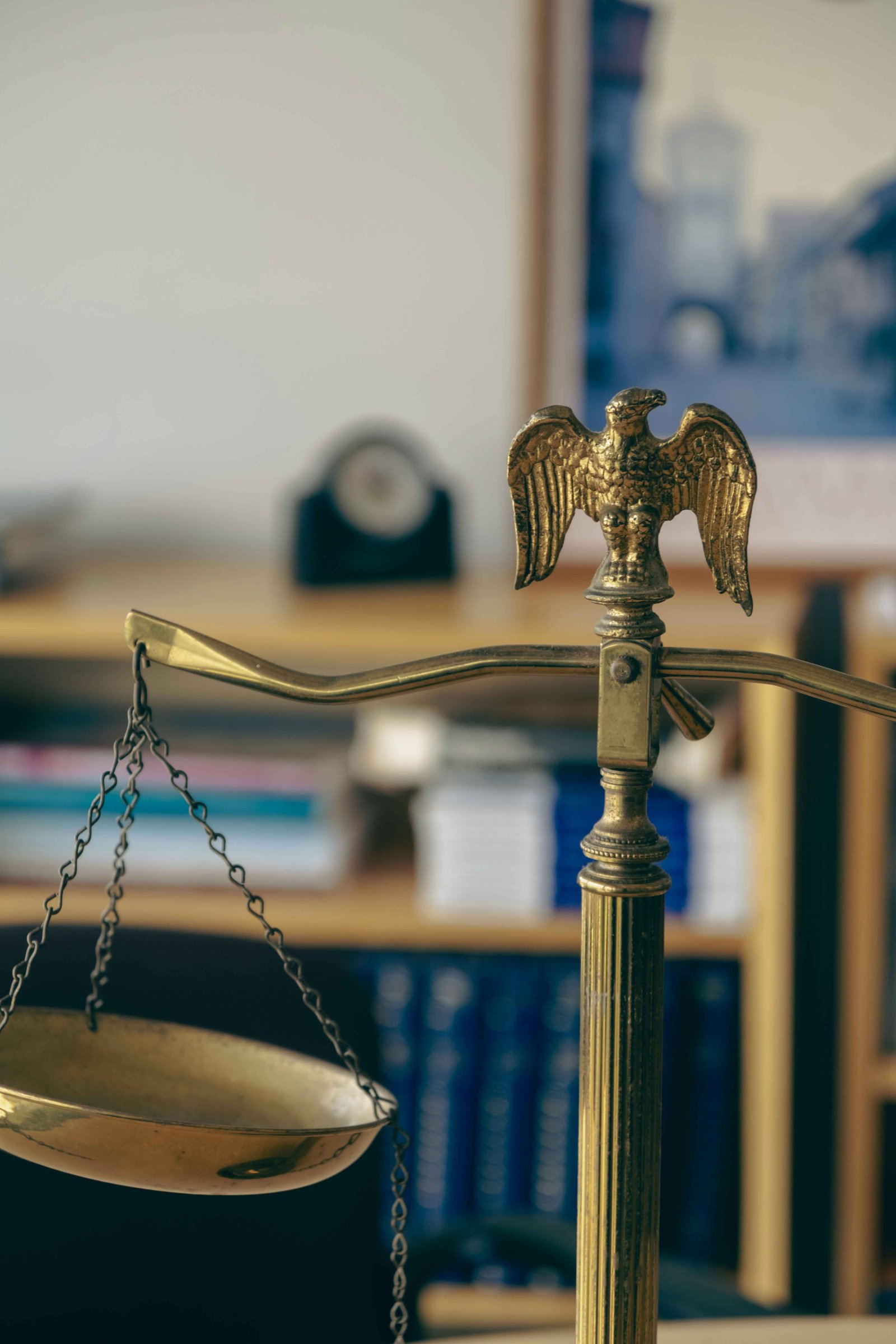 Scales of justice in a law office